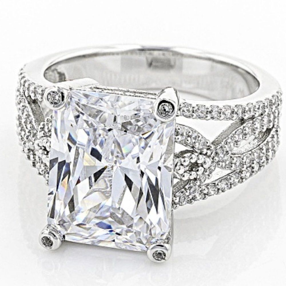 Charles Winston 16.14ctw Rectangular Octagonal & Round Rhodium over silver ring - Picture 9 of 9